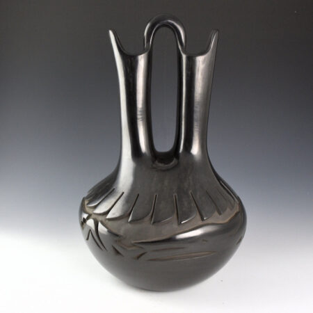 Martinez, Barbara - 13" Tall Wedding Vase with Carved Feathers and Avanyu