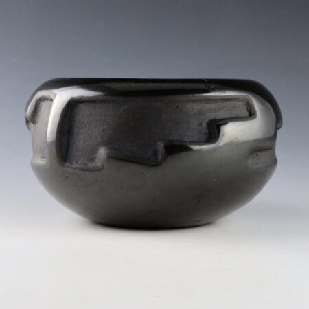 Alternative view of Blue Corn - Bowl with Carved Rain and Lightning (1960s)