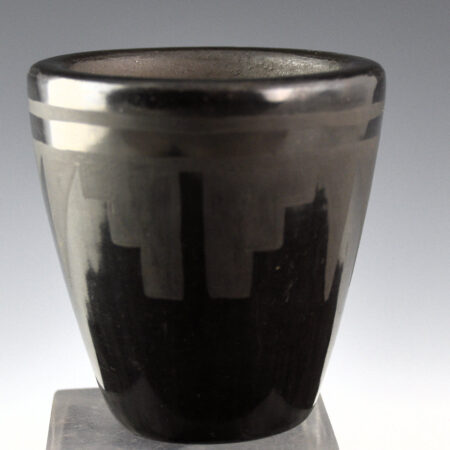 Alternative view of Blue Corn - Small Black Jar with Rain and Cloud Designs (1960s)