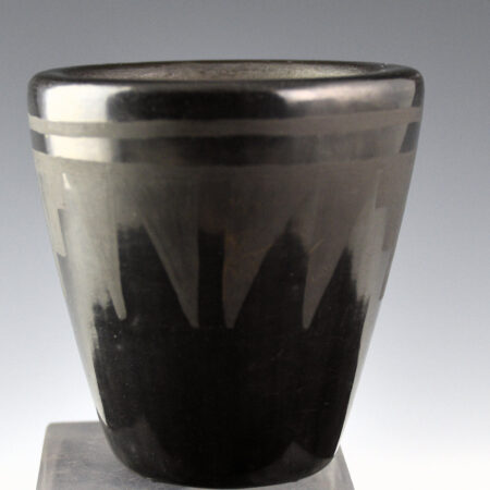 Blue Corn - Small Black Jar with Rain and Cloud Designs (1960s)