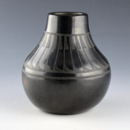 Blue Corn - Black Jar with 24 Feathers (1970s)
