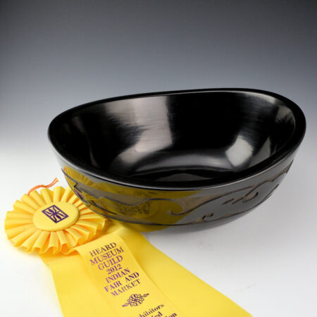 Whitegeese, Daryl  - Oval Bowl with Avanyu and Polished Interior (2012), Ribbon