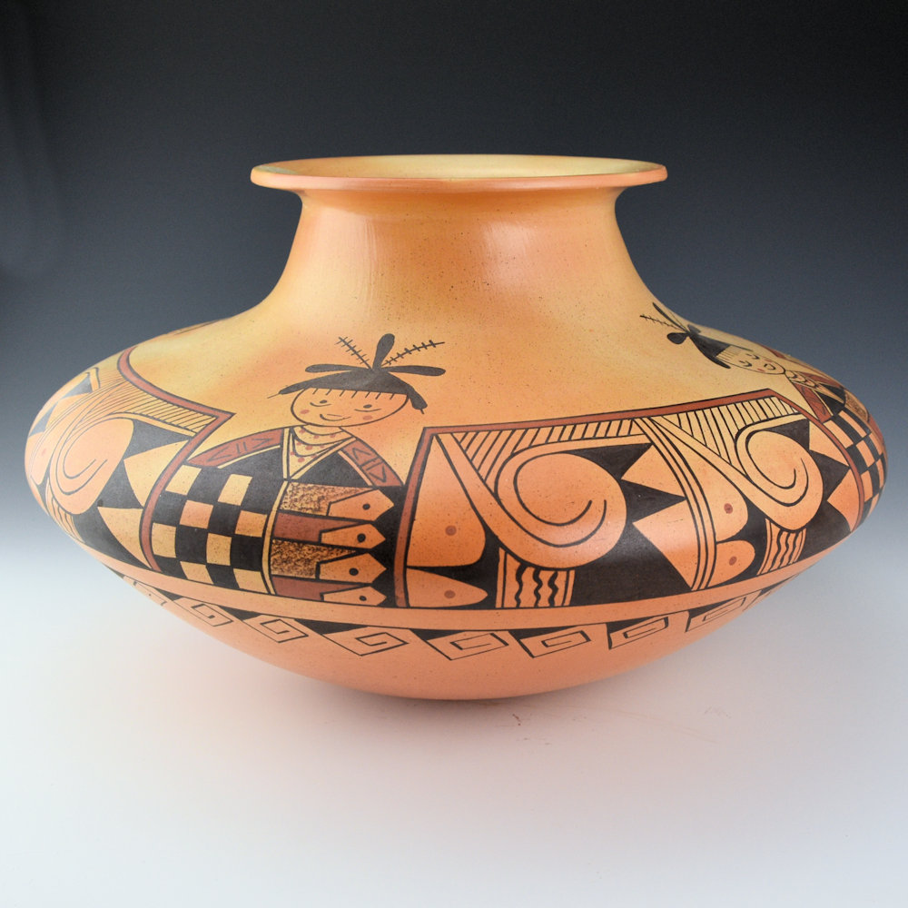Setalla, Dee -13" Wide Jar with Grandmother Katsinas