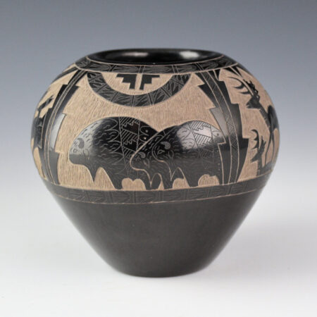 Alternative view of Garcia, Gloria "Golden Rod" - Bowl Deer, Buffalo, Elk, Antelope, and Rainbows (2007) Ribbon