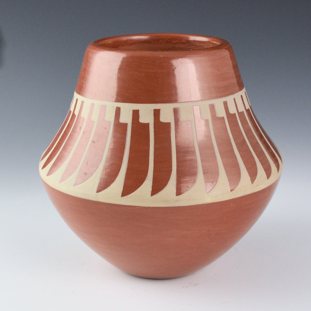 Gutierrez, Helen - Red Jar with 34 Feathers (1980s) - Image 3