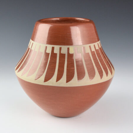 Gutierrez, Helen - Red Jar with 34 Feathers (1980s)