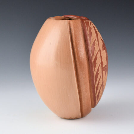Alternative view of Henderson, Helen Tafoya - Jar with Hummingbird, Melon Ribs, and Turquoise (1990)