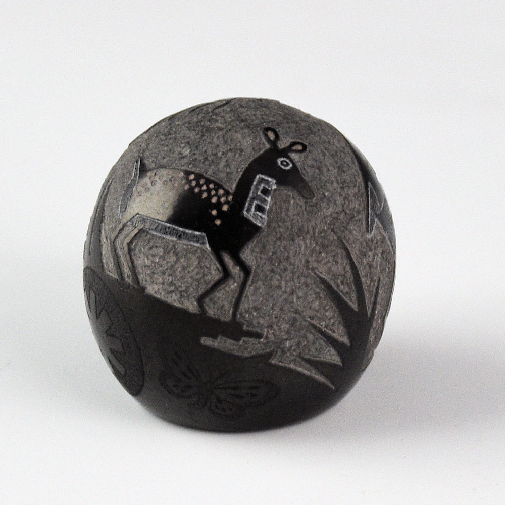 Lonewolf, Joseph - Black Seedpot with Two Deer (1994) - Image 3