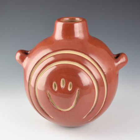 Alternative view of Trammel, Jennie -  Red and Tan Canteen with Bear Paw and Avanyu (1980's)