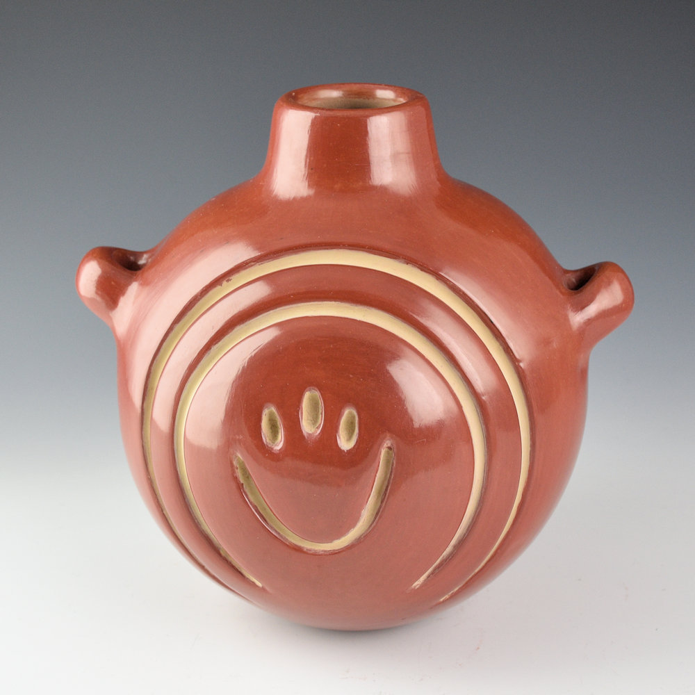 Trammel, Jennie - Red and Tan Canteen with Bear Paw and Avanyu (1980's) - Image 2