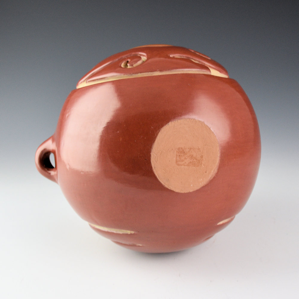 Trammel, Jennie - Red and Tan Canteen with Bear Paw and Avanyu (1980's) - Image 4