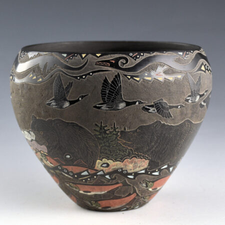 Alternative view of Tafoya, Jennifer - Large Bowl with Bears, Salmon, Eagles, Geese and Four Avanyu (2010)