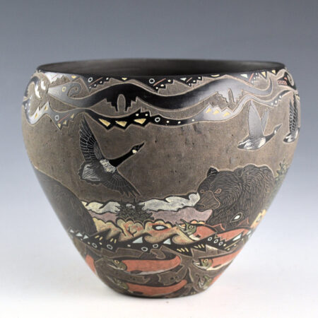 Tafoya, Jennifer - Large Bowl with Bears, Salmon, Eagles, Geese and Four Avanyu (2010)