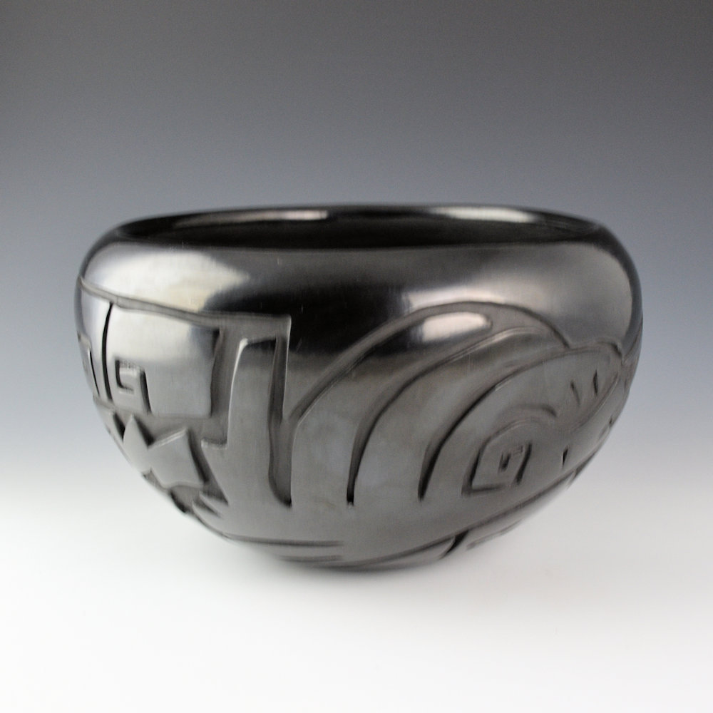 Cain, Joy - 9" Wide Bowl with Carved Avanyu - Image 4