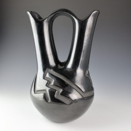 Tafoya, Margaret - 11.5" Tall Wedding Vase with Carved Mesa and Lightning Design (1950s)