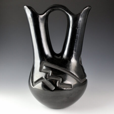 Alternative view of Tafoya, Margaret - 11.5" Tall Wedding Vase with Carved Mesa and Lightning Design (1950s)