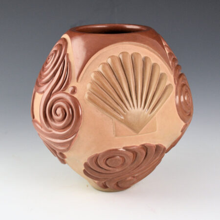 Alternative view of Youngblood, Nancy - Red and Tan Bowl with Shells and Swirling Waves