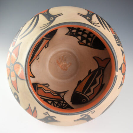 Alternative view of Tenorio, Robert  - 10" Jar with Four Birds, Four Fish, and Flowers (2006)