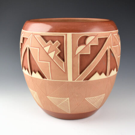 Alternative view of Herrera, Rosita de - 7" Tall Jar with Carved Clouds and Potsuwi'i Designs