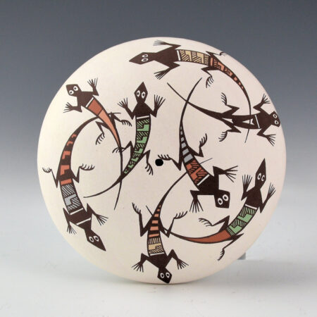 Lewis, Sharon - Large Seedpot with 6 Mimbres Lizards
