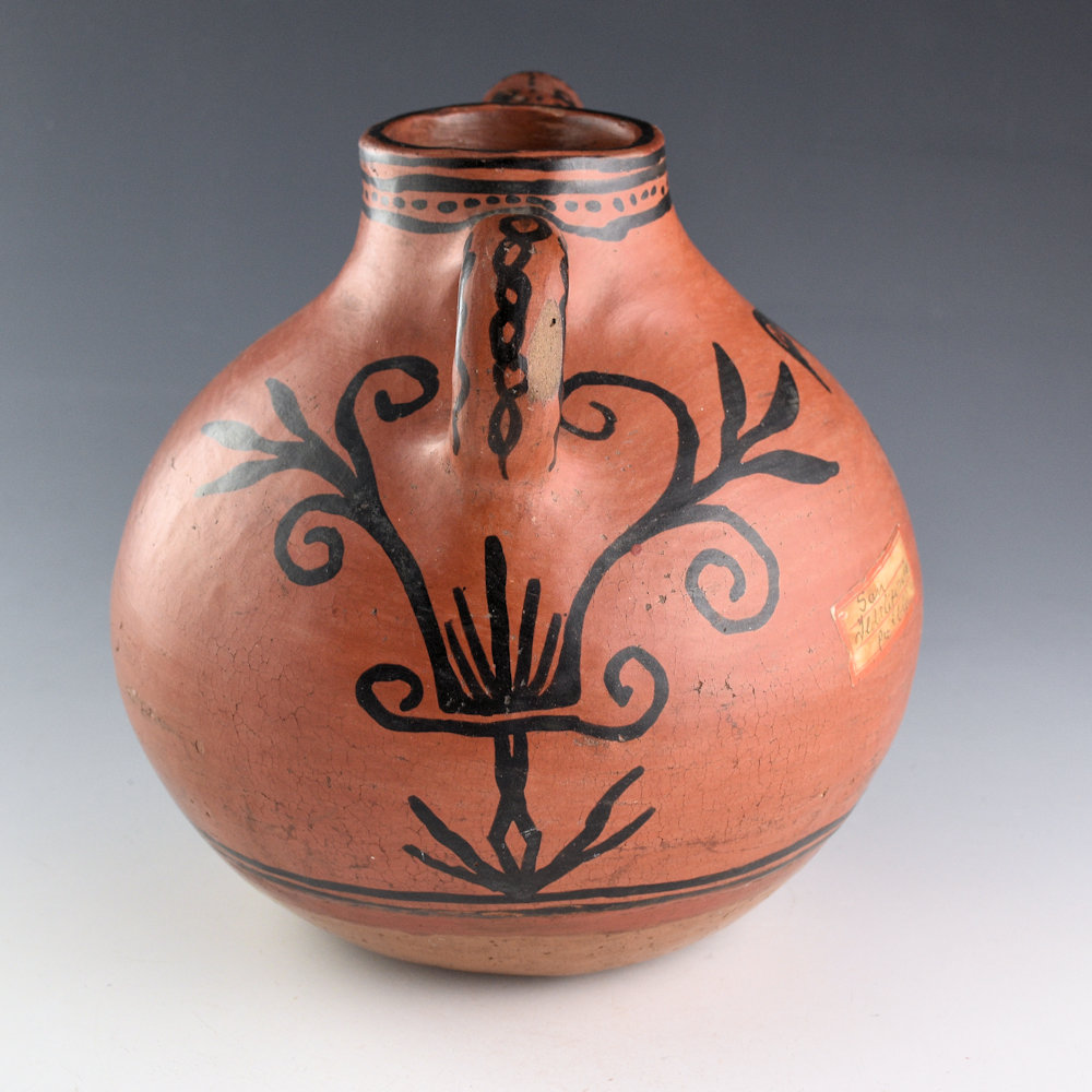 Once Known - San Ildefonso Black-on-Red Bird Effigy Jar with Handle, Hummingbirds (1900-1910) - Image 5