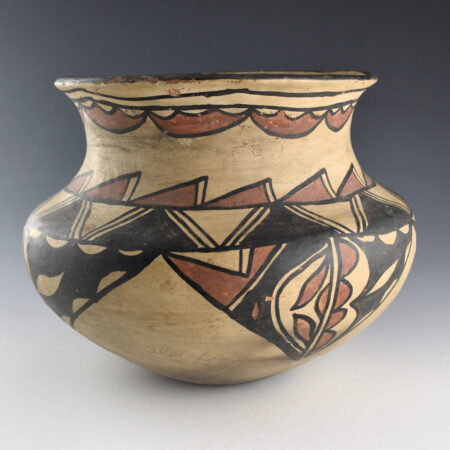 Once Known - San Ildefonso Polychrome Water Jar with Plant Designs (1915-1920)