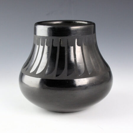 Alternative view of Martinez, Santana & Adam - Black Jar with Feather Design (1970s)