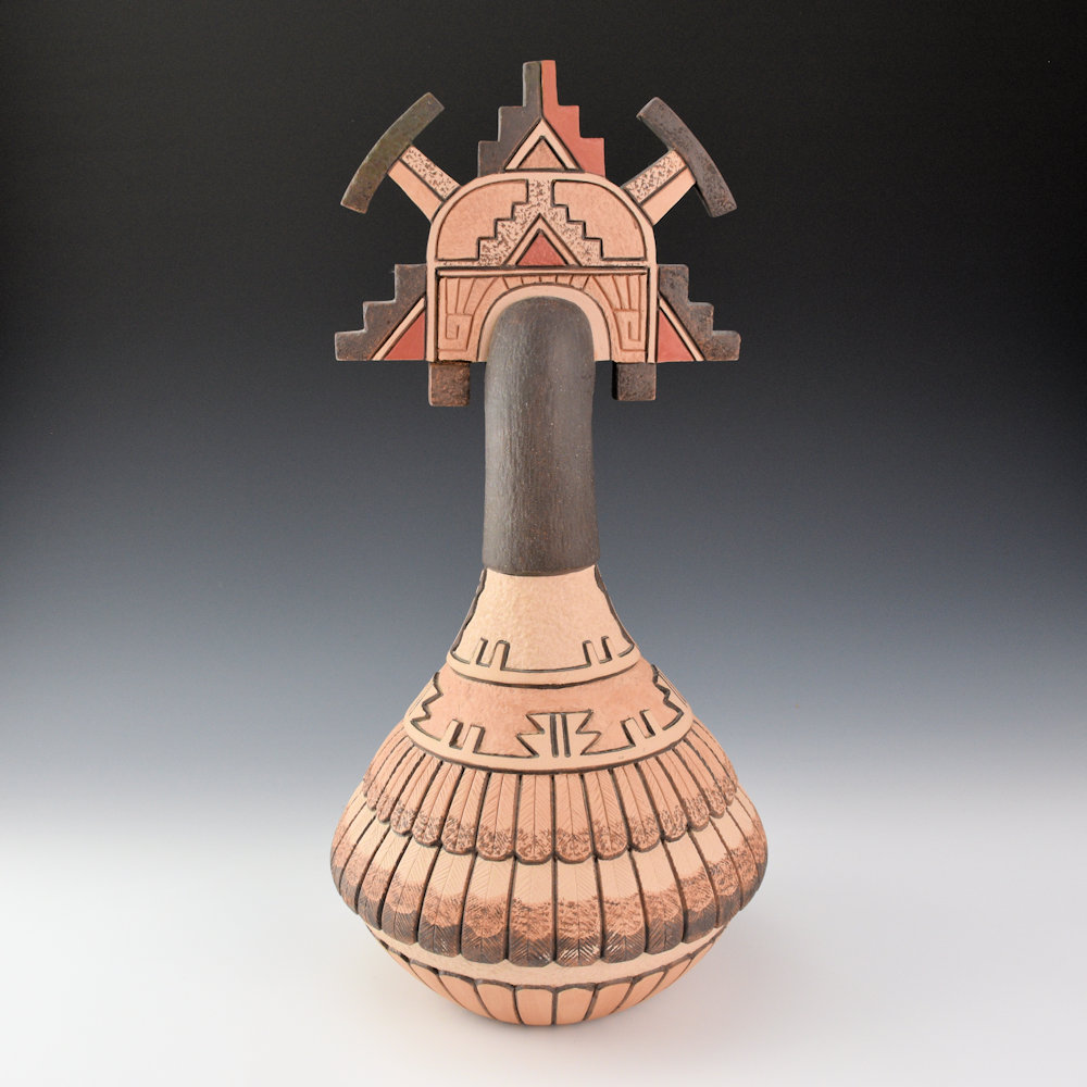 Polacca, Thomas - "Shalako Katsina" Tall Carved Jar (1991) - Image 2