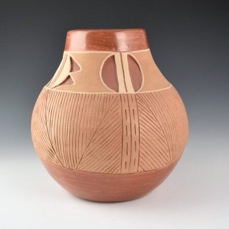 Montoya, Tomasita - 8" Tall Jar with Potsuwi'i and Seed Designs (1970s)