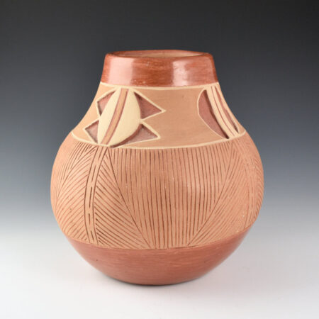 Alternative view of Montoya, Tomasita - 8" Tall Jar with Potsuwi'i and Seed Designs (1970s)
