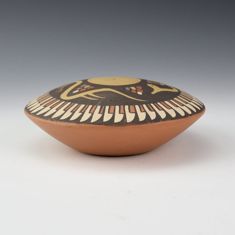 Gutierrez, Virginia - Nambe Polychrome Seedpot with Avanyu and Feather Design (1980s) - Image 2