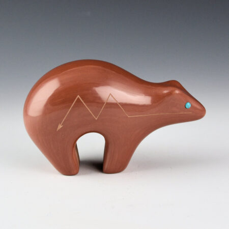 Alternative view of Curran, Alvin - Red Clay Bear with Heartline and Turquoise Eyes (1990's)