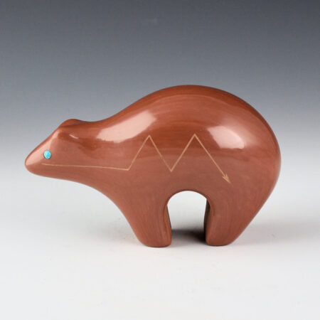 Curran, Alvin - Red Clay Bear with Heartline and Turquoise Eyes (1990's)