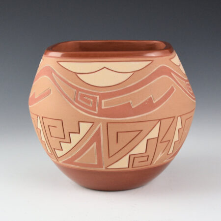 Alternative view of Curran, Alvin - Square Jar with Avanyu and Clouds (1990s)