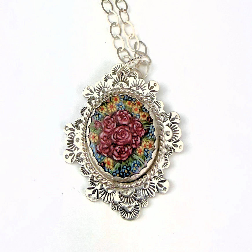 Arthur Lopez & Bernadette Marquez-Lopez - "Las Flores" Pendant (Silver, Wood)