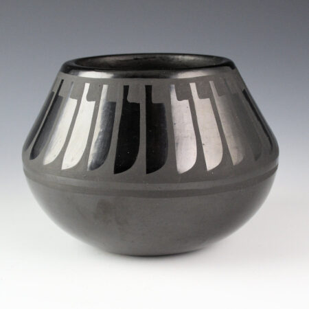 Alternative view of Blue Corn - Black Jar with 29 Feathers (1970s)