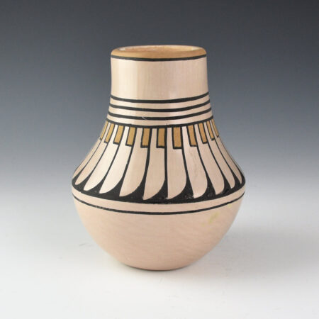 Blue Corn - Polychrome Water Jar with 24 Feathers (1970s)
