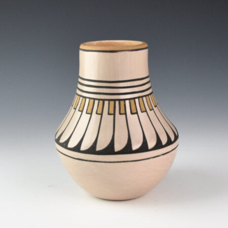 Alternative view of Blue Corn - Polychrome Water Jar with 24 Feathers (1970s)