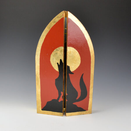Alternative view of Ramos, Christina - "Wile E. Coyote - Saint of Eternal Frustration" (Acrylic, Gold Leaf on Board)
