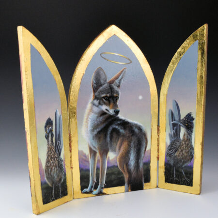 Ramos, Christina - "Wile E. Coyote - Saint of Eternal Frustration" (Acrylic, Gold Leaf on Board)