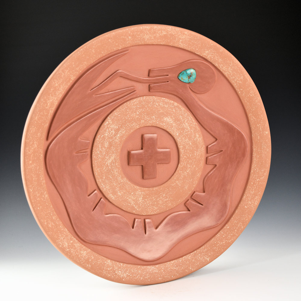 Tse-Pe, Dora - 12.75" Plate with Avanyu and Turquoise (2000) - Image 2