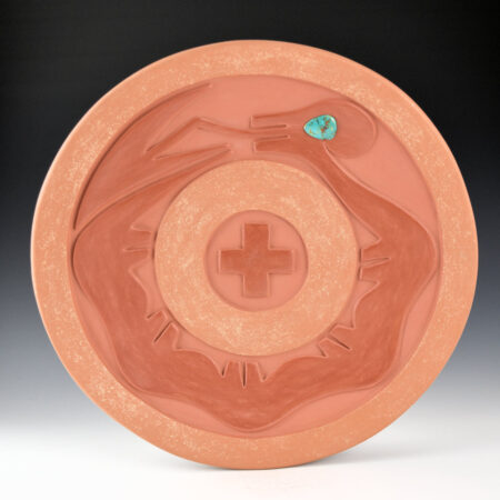 Tse-Pe, Dora - 12.75" Plate with Avanyu and Turquoise (2000)