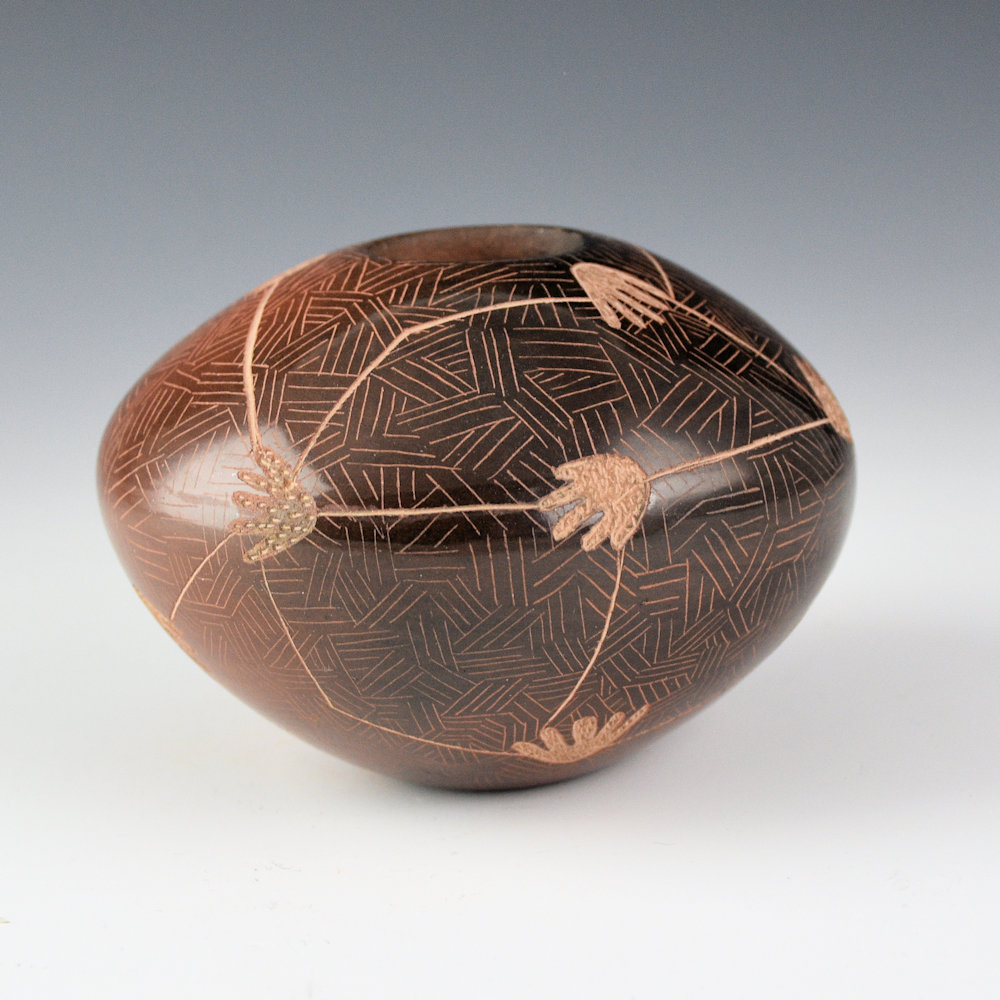 Naranjo, Dusty - Brown Oval Bowl with Hands