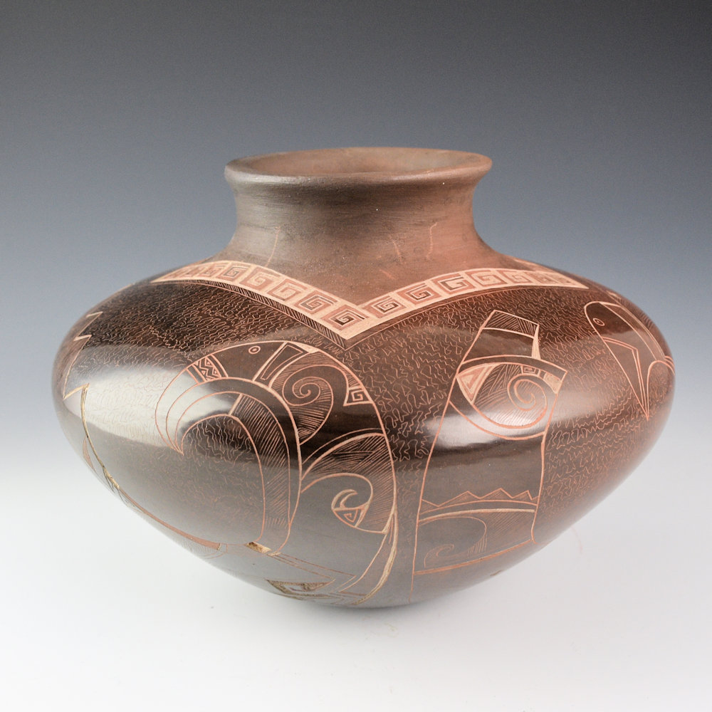 Naranjo, Dusty - 9" Wide Jar with Swirling Rain Birds (2003) Ribbon - Image 3
