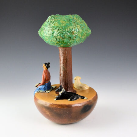 Alternative view of Manygoats, Elizabeth - Tree Jar with Navajo Girl, Black Dog, and Sheep
