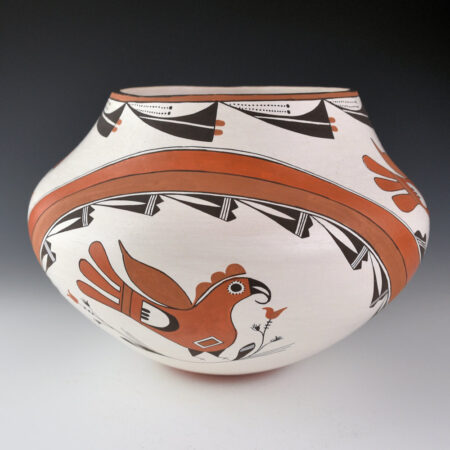 Alternative view of Lewis, Emma - 9" Wide Four Color Jar with Parrots and Rainbows (1980s)