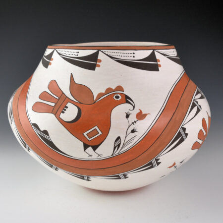 Lewis, Emma - 9" Wide Four Color Jar with Parrots and Rainbows (1980s)