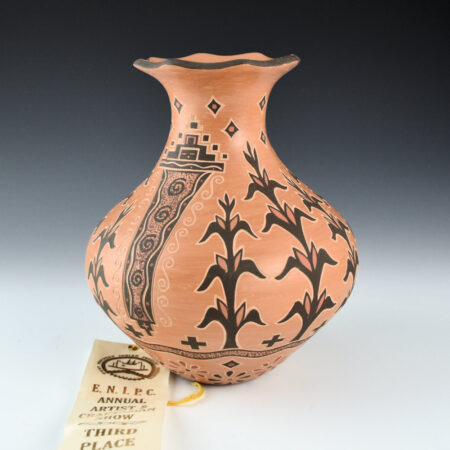 Fragua, Glendora - Tan Jar with Yei Figures and Corn Plants,  Ribbon (2010)