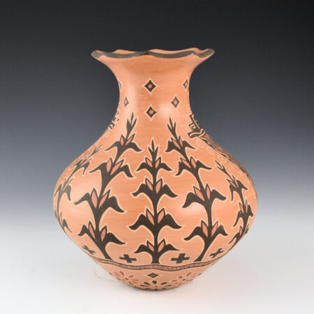 Alternative view of Fragua, Glendora - Tan Jar with Yei Figures and Corn Plants,  Ribbon (2010)