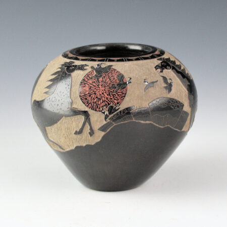 Garcia, Gloria "Golden Rod" - Large Bowl with Horses and Quail
